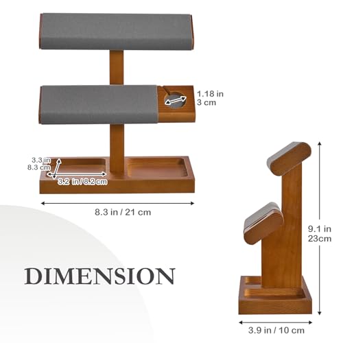 ProCase Wood Watch Display Stand Holder for Men, Wristwatch Tower with T-Bar Design, Hanging Watch Rack, Wooden Wrist Watch Tree - color: Brown, size: 2-Tier