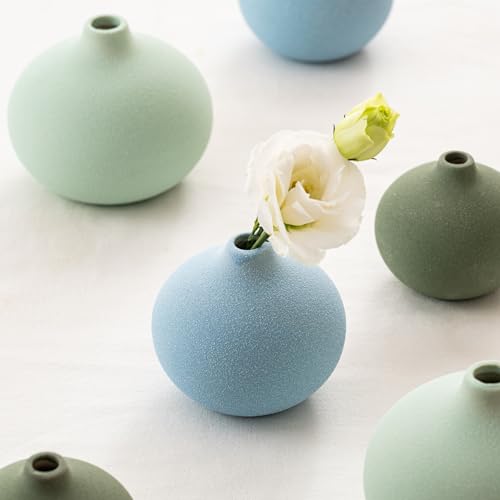 Ceramic Vase Set of 3, Mini Flower Vase for Home Decor, Modern Vase, Small Flower Vases for Dining Table Centerpieces,Living Room,Shelf,Mantel and Entryway Display - color: Multicolor-02