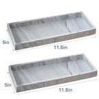 2PCS 11.8” L x 5” W Silicone Soap Dispenser Tray, Bathroom Sink Vanity Trays for Dresser Tops, Toilet, Small Tray for Scrubber, Lotion Bottles, Perfume, Jewelry, Candle, Key Trinket Ring-White Marble - color: Marble Gray（2 Pcs Large 11.8”）