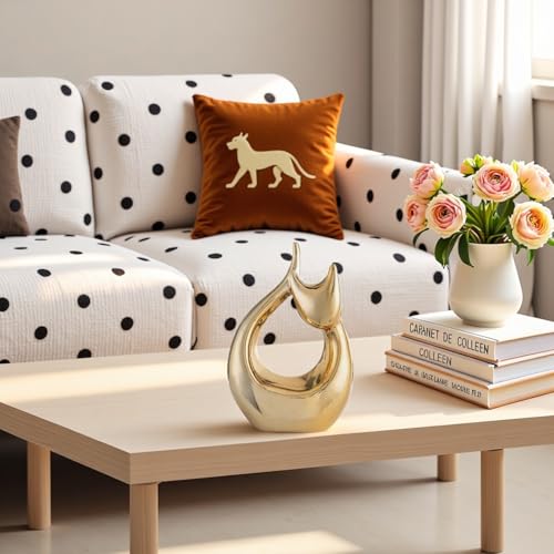Abstract Golden cat Statues Home Decor, Ideal Decor for Home, Office, or Café. Perfect for Shelf, Living Room, or Desk Display Unique Gift for Cat Lovers & Art Collectors - style: Abstract