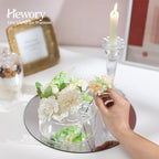 Hewory Acrylic Flower Vases for Centerpieces Round 6pcs Short Clear Floral Vase with 13 Holes, Box Arranger Bulk Low Base Holder for Wedding Birthday Party Event Dining Table Decor, 2.56"(H)×5.9"(D)