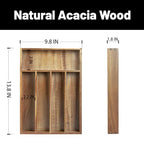 KITEISCAT Acacia Wood Silverware Organizer, Kitchen Utensil Drawer Organizer for Forks, Knives & Spoons, 5-Compartment Cutlery Tray, Flatware Holder - size: 5 Compartments