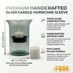 First of a Kind Small Glass Hurricane Pillar Candle Holder with Rustic Metal Insert, Perfect as a Centerpiece - size: 11.75" Tall Clear