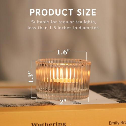 HAVITI 24 Pack Clear Tealight Candle Holders, Glass Votive Candle Holders for Fall Wedding Table Centerpiece, Home Decor and Party Supplies - color: Clear, size: 1.3" x 2"
