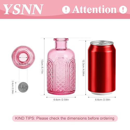 15 Pcs Colored Bud Vase Set,Glass Vases for Flower Centerpieces Wedding & Party Decor,Home Table Decorations,Bud Vases in Bulk for Housewarming (15, Pink) - color: Pink