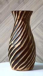 AeraVida Hand-Carved Spiral Stripes Mango Wood Vase for Dried Flowers | 8 inch | Classic Flower Vase