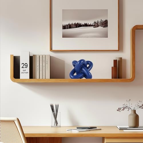 DOVDOV Blue Knot Sculpture, Three Knot Sculptures, Blue Home Decor Accents, Knot Sculptures for Rustic-Style Coffee Tables, Living Room Dining Tables, Entrance Hall Shelves, and Small Decorations. - color: Blue
