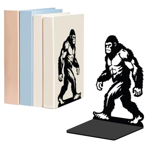 WADORN 1 Pair Bigfoots Metal Decorative Bookend for Shelves, Heavy Duty Book Ends Modern Non-Skid Books Holder Stand Black Book Support Stoppers for Desk Bookshelf Office Home, 5.3x4.3x7.8 Inches - color: Bigfoots