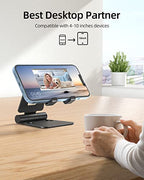 Nulaxy 2 Pack Dual Folding Cell Phone Stand, Fully Adjustable Foldable Desktop Phone Holder Cradle Dock Compatible with iPhone 17 16 15 14 13 12 Pro Max Xs Xr, All Phones, Black & Rose Gold - color: B-Black & Rose Gold
