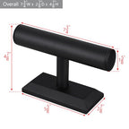 MOOCA Black Deluxe PU Faux Leather Jewelry Holder Organizer, Wooden Bracelet Holder Stand, T-Bar Display Stand, Jewelry Organizer Stand for Bracelets, Bangles, and Watches - color: Black Faux Leather