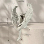 Elegant Angel Resin Sculpture - Hand-Carved Guardian Angel Statue - Kneeling Angel Figurine for Home & Garden Decoration - Emotional & Inspirational Ornament for Tabletop or Staircase Display