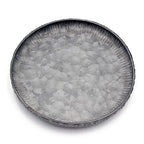 Funerom 7.8 inch Very Small Round Galvanized Metal Tray Decorative Tray Corrugated Edges - size: 7.8"