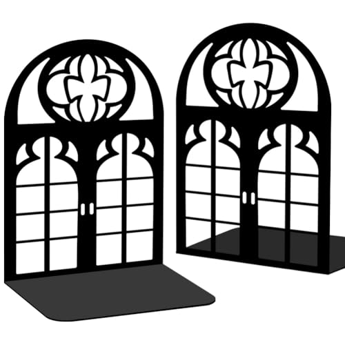 Metal Bookends for Shelves, Vintage Door Windows Book Ends for Heavy Books, Metal Bookends for Desk Organizer, Adults Office Library Decor Decorative Books for Home Decor - style: Door