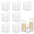 Glasseam Hurricane Pillar Candle Holder Bulk 24, Clear Candle Holders for Pillar Candles, Glass Cylinders for Floating Candles, Modern Floating Candle Vases for Centerpieces Wedding Dining Home Decor