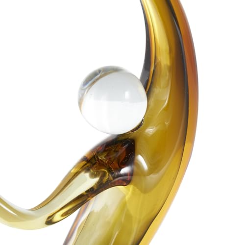 Deco 79 Glass Abstract Curved Cutout Sculpture with 3 Small Orbs, 8" x 4" x 12", Orange - color: Orange, size: 8" x 4" x 12"