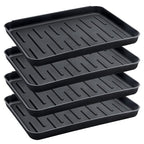 Boot Tray for Entryway Indoor, 4 Pack Plastic Shoe Mat Small Wet Shoe Tray with Raised Edge, Waterproof Winter Boot Mat for Mudroom, Garage, Garden, Black