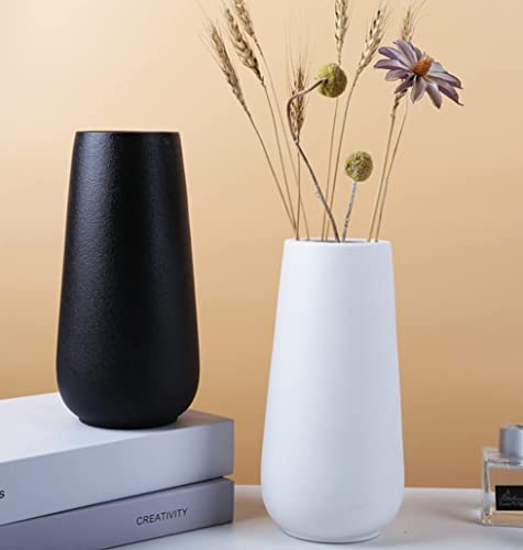 Premium Quality Large Black Ceramic Vase - 9 inch | Flower Vase for Home Decor, Farmhouse, Modern, Bohemian & Aesthetic Room Decor - color: Black, size: 9 inches