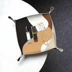 Minimalist Bohemian Abstract Composition Valet Tray Leather Portable Tray Desktop Storage Organizer Bedside for Men Women Jewelry Keys Coin Candy Sundries