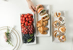 Gomakren 3 Tier Serving Trays Stand 14 Inches Serving Platters Rectangular Large Serving Plates for Party Display Set Collapsible Sturdier Rack, White Serving Trays and Platters - color: Black, size: 15.7" x 13.5" x 9.2"