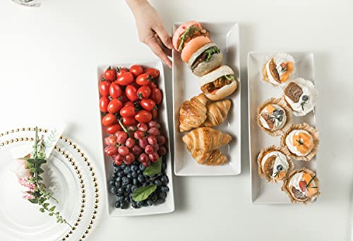 Gomakren 3 Tier Serving Trays Stand 14 Inches Serving Platters Rectangular Large Serving Plates for Party Display Set Collapsible Sturdier Rack, White Serving Trays and Platters - color: Black, size: 15.7" x 13.5" x 9.2"
