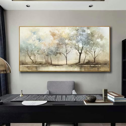 VHMING Abstract Wall Art Artwork Retro Trees Pictures Decor Canvas Painting Framed Ready to Hang Living Room Bedroom and Office Wall Decor 20x40 Inch - color: Light Color, size: 20"L x 40"W