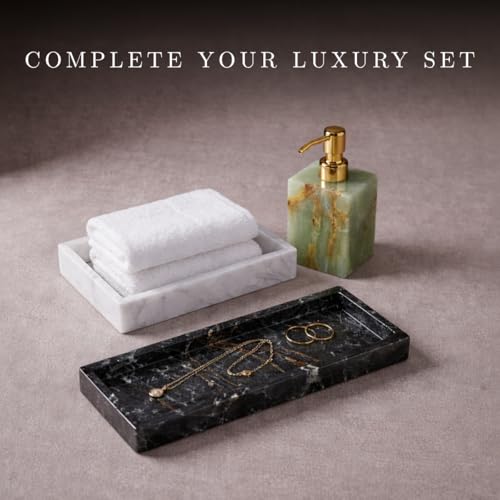 Bey-Berk White Marble Napkin Holder, 5.75"L x 1.75"W x 9"H - Guest Towel Tray for Bathroom, Kitchen Counter, and Outdoor Use - color: White