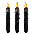 CVHOMEDECO. Real Wax Hand Dipped Battery Operated LED Timer Taper Candles Country Primitive Flameless Lights Décor, 6-3/4 Inch, Matt Black, 3 PCS in a Package - color: Matt Black 3 Pcs