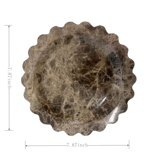 Marble Tray Round Scalloped Tray Small Serving Platter for Counter, Bathroom, Kitchen, Nightstand, Jewelry Ring Dish Holder (Coffee Net) - color: Coffee Net