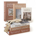 Menkxi 6 Aesthetic Decorative Books Set with Tassel Wood Bead Coffee Table Decor Faux Books with Simple Design for Modern Home Decor Inspired Living Decoration Photo Storage and As a Keepsake Box - style: Simple