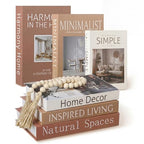 Menkxi 6 Aesthetic Decorative Books Set with Tassel Wood Bead Coffee Table Decor Faux Books with Simple Design for Modern Home Decor Inspired Living Decoration Photo Storage and As a Keepsake Box - style: Simple