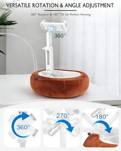 Miledi Tablet Pillow Stand, Compatible with 4.7"-12.9" Kindle, iPad, Phone/Tablet, 360° Rotating Phone Holder for Bed, Detachable Bowl, Reading and Relaxation on Bed (Terracotta) - color: Terracotta