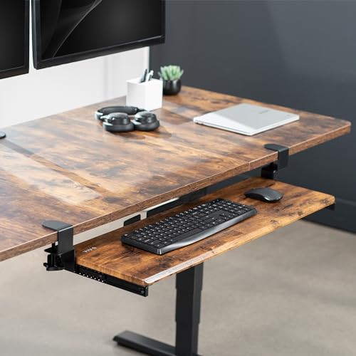 VIVO Extra Long Clamp-on Computer Keyboard and Mouse Under Desk Slider Tray, 34 x 11 inch Pull Out Platform Drawer, Rustic Vintage Brown, MOUNT-KB15EN - color: Vintage Brown, size: 34 inch