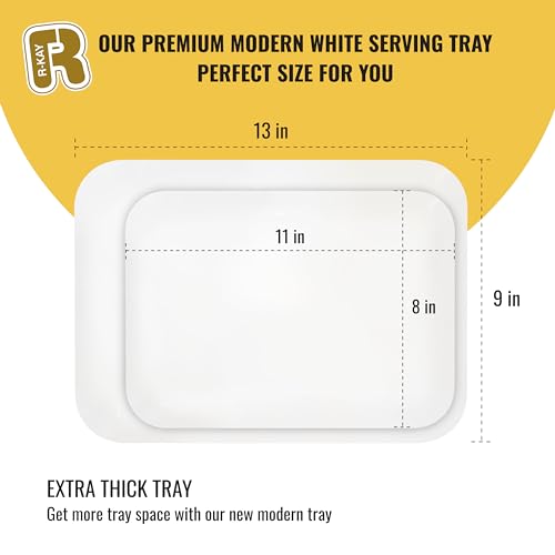 R-kay 3 Pack White Plastic Serving Trays for Party - Rectangular, 8 by 11 in, Heavy Duty Dessert Trays for Food - color: White