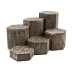 MOOCA Wooden 6 Pcs Hexagon Risers for Display Jewelry and Accessories Display Stand, Coffee - color: Coffee, 6 Pieces
