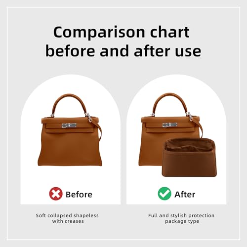 DGAZ Bag Organizer Insert For Kelly pochette/mini II /20/25/28/32/35/40 Bags, Silk Purse Organizer, Simplicity Handbag & Tote Organizer(Gold,KL20) - color: Gold, size: KL20