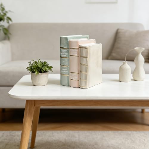 Decorative Bookends Coffee Table Books - Resin Fake Book Shelf Decor Home Decor Bookends Decorative Faux Book for Living Room Bedroom Bookshelf Office Gift 5.5 x 4.5 x 7.5 Inch DiliComing - color: Green-pink-white