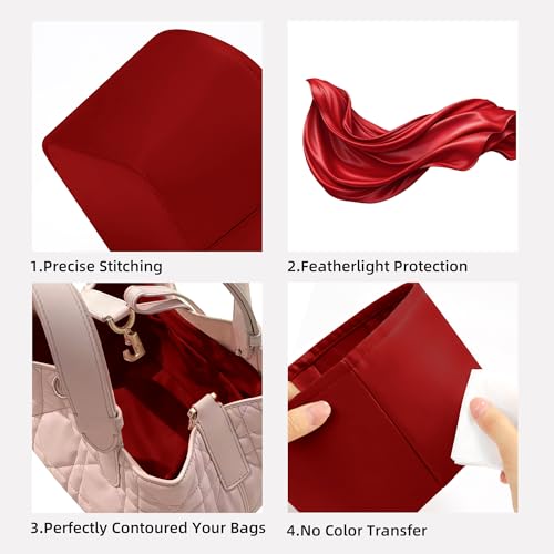 DGAZ Silk Purse Organizer Insert Fits Dior Toujours Vertical Tote Bags，Silky Smooth Bag Organizer，Luxury Handbag & Tote Shaper(Rouge Cassque,Mini) - color: Rouge Cassque, size: Mini