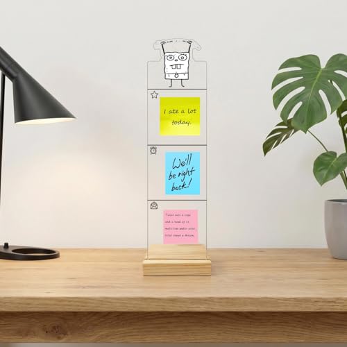 Monitor Memo Board Sticky Note Organizer Computer Monitor Memo Board Acrylic Desk Accessories Removable Wooden Base Set Sticky Notes 100 Sheets 11.8×3.1 inches - color: Nasalcannula