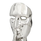 Deco 79 Polystone Mask Decorative Sculpture Quiet Gesture Home Decor Statue, Accent Figurine 5" x 5" x 17", Silver