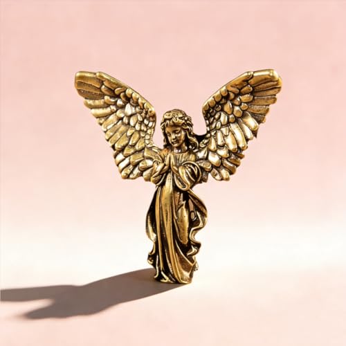 Vintage Mini Guardian Angel Brass Figurine Cute 3D Aminal Statues for Home Office Table Desk Mantle Decor Tea Pet Decoration Funny Gifts for Women Men Friend (HTBJ3613) - color: Fdjlcs3613