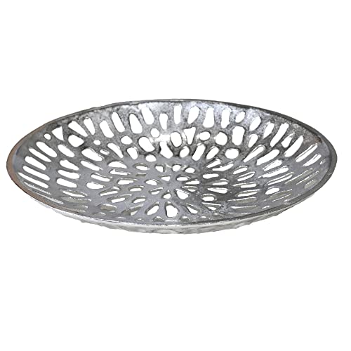 BBH Home's Handmade Silver Novelty Shaped Aluminium Tray 5.51 x 5.51 x 1.37 AMBBVK063AB2020 - color: Silver