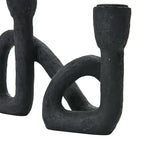 Bloomingville Decorative Resin Double Taper Candle Holder, Black - color: Black