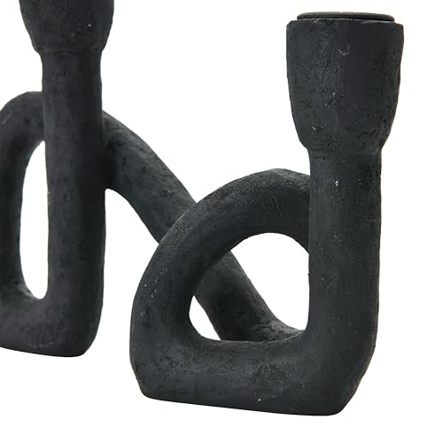 Bloomingville Decorative Resin Double Taper Candle Holder, Black - color: Black