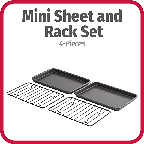 GoodCook Set of 2 Nonstick Steel 9" x 6" Toaster Oven Mini Baking Sheets with Racks, Gray - size: 9" x 6" (2- Piece Set) w/ Rack