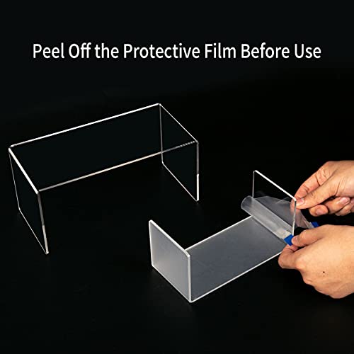 HIIMIEI Acrylic Risers for Display Clear 3-Tier Risers Stands Showcase for Amiibo Funko Pop Figures, Dessert, Jewelry-8.4"x 6.3"x 4.3" (2 Sets) - size: 8.4"x6.3"x4.3"