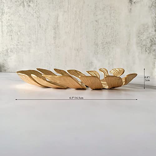 Metal Jewelry Dish, Leaf Shaped Ring Holder Jewelry Organizer, Trinket Dish Vanity Tray for Dresser Christmas Birthday Wedding Gifts Turtle Bay-Gold - color: Turtle Bay-Gold