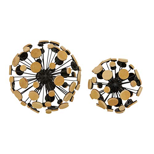 Deco 79 Metal Geometric Sculpture, Set of 2 7", 5"W, Brown