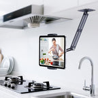 Extended Version Tablet Wall Mount Holder, 15" Aluminium Wall Mount for IPad with 360° Adjustable Rotating Base for iPad Pro Air Mini, Galaxy Tab, All 4.7-13" Phones and Tablets (Long Style) - size: Extra-Long Dual-Arm