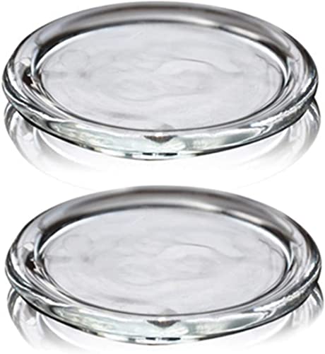 4 Pack Glass Candle Holder 4" Clear Beautiful Transparent Round Candle Plate… - size: 4pack-4inch