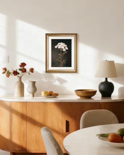 InSimSea Gold Picture Framed Wall Art, Living Room Vintage Dark Flower Wall Decor, Moody Floral Botanical Canvas Print Art, Home Farmhouse Decor, Antique Paintings with Frame 13x16inch - color: Radish Flower, size: 16"L x 13"W